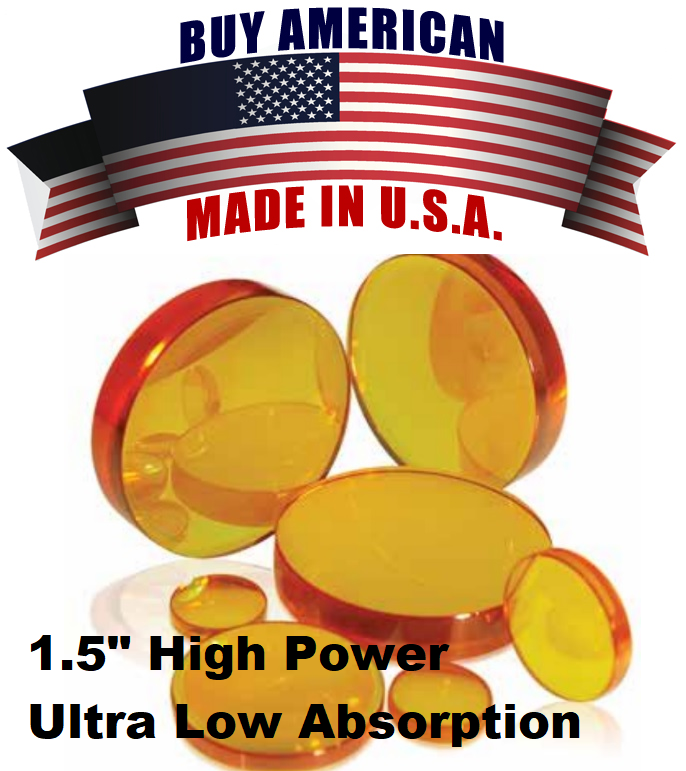 4-07476 - Focus Lens Meniscus ZnSe MP5. Dia 1.5" (38.1mm), FL 7.5" (190.5mm), ET .354" (9.0mm). HP - ULA